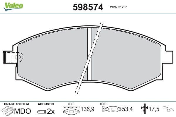 set placute frana,frana disc VALEO 598574