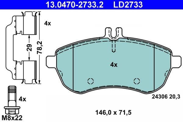 set placute frana,frana disc ATE Ceramic 13.0470-2733.2