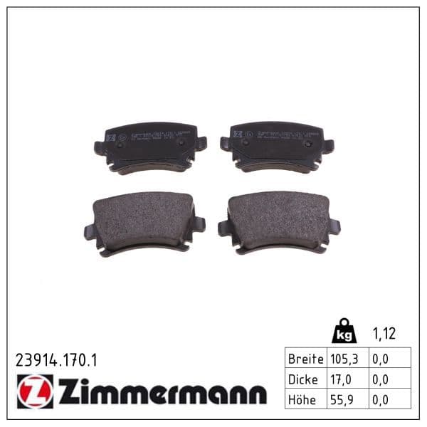 set placute frana,frana disc ZIMMERMANN 23914.170.1