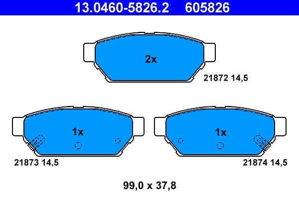 set placute frana,frana disc ATE 13.0460-5826.2