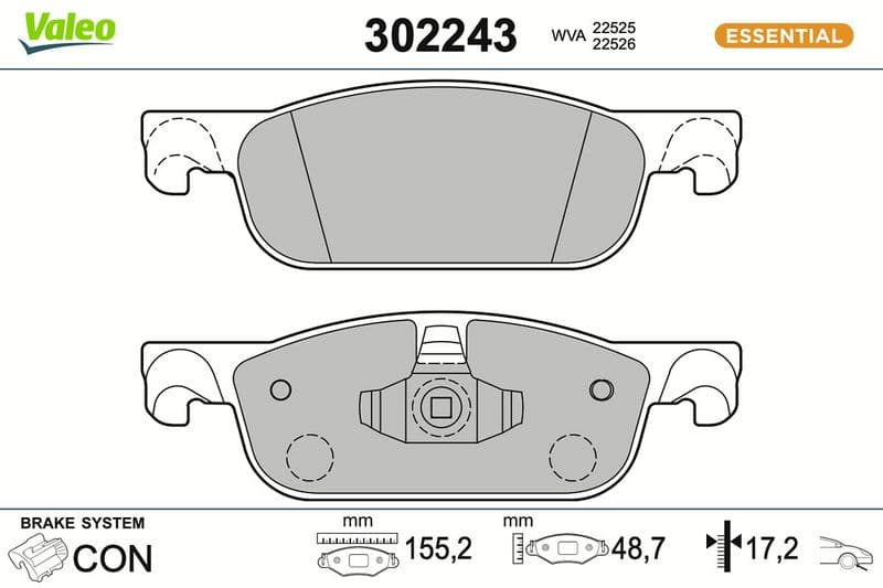 set placute frana,frana disc VALEO ESSENTIAL 302243