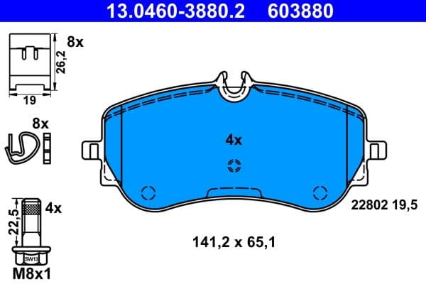 set placute frana,frana disc ATE 13.0460-3880.2