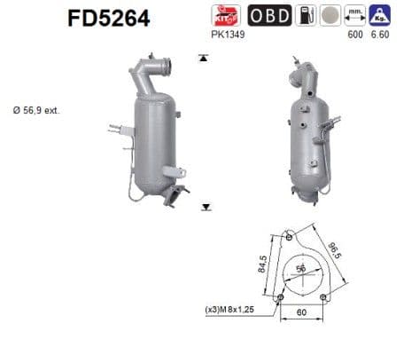Filtru funingine/particule, sist.de esapament AS-PL FD5264