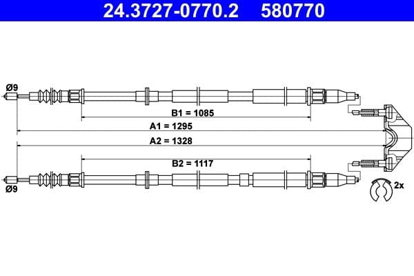 Cablu, frana de parcare ATE 24.3727-0770.2
