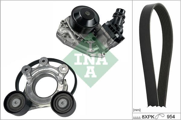Pompa apa + Set curea transmisie cu caneluri Schaeffler INA 529 0522 30