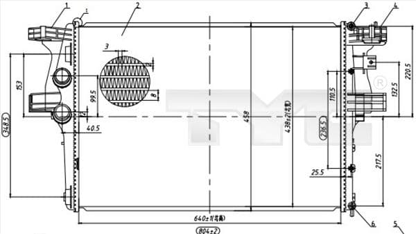 Radiator, racire motor TYC 715-0005