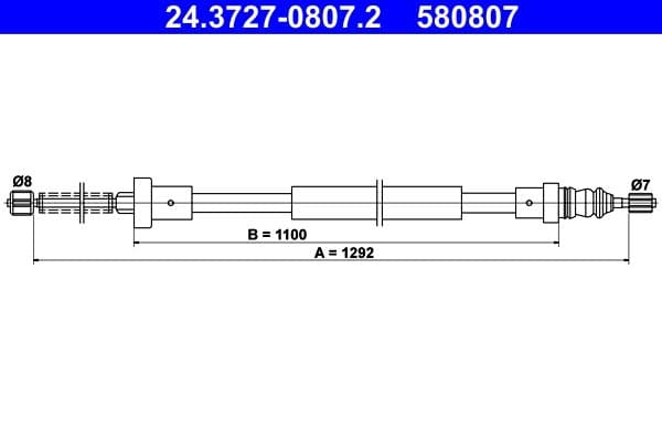 Cablu, frana de parcare ATE 24.3727-0807.2