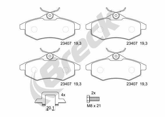 set placute frana,frana disc BRECK 23407 00 702 00