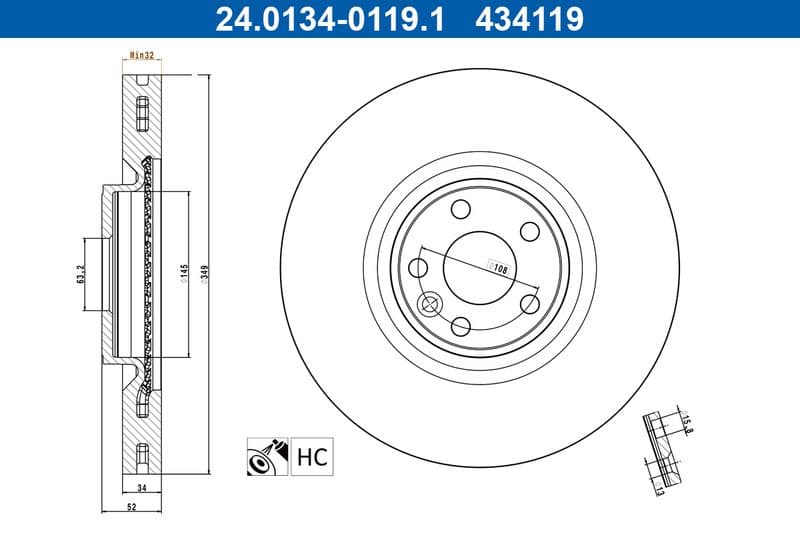 Disc frana ATE 24.0134-0119.1