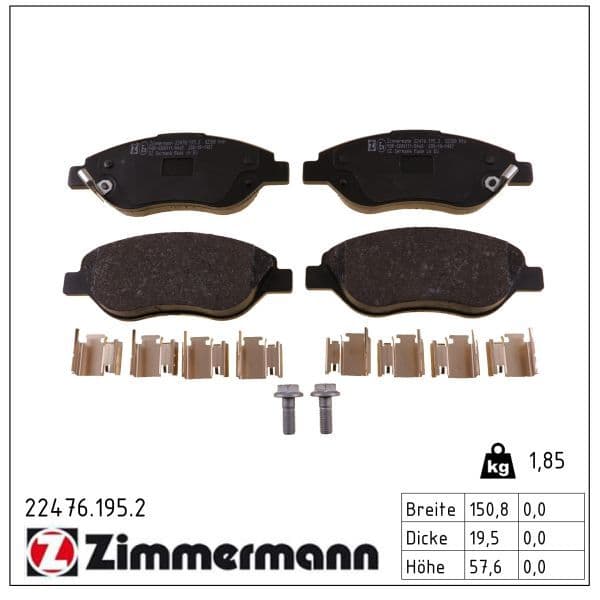 set placute frana,frana disc ZIMMERMANN 22476.195.2