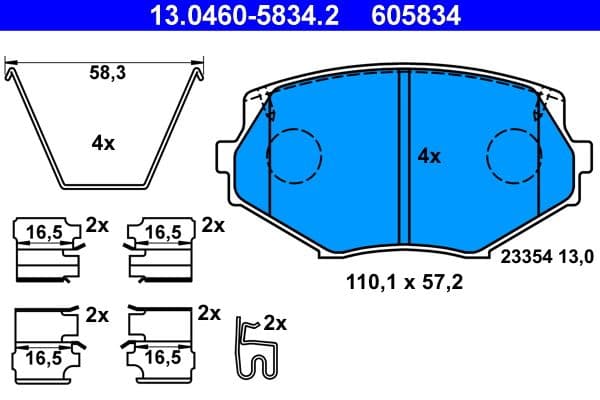 set placute frana,frana disc ATE 13.0460-5834.2
