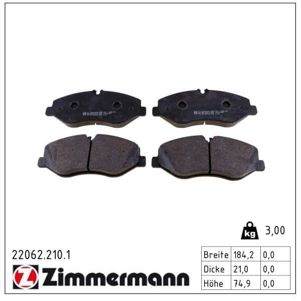 set placute frana,frana disc ZIMMERMANN 22062.210.1