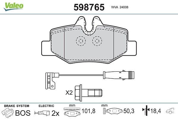 set placute frana,frana disc VALEO 598765