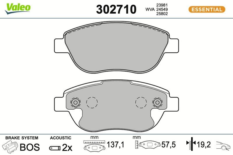 set placute frana,frana disc VALEO 302710