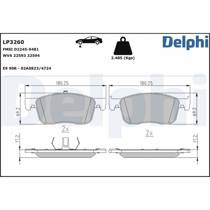 set placute frana,frana disc DELPHI LP3260