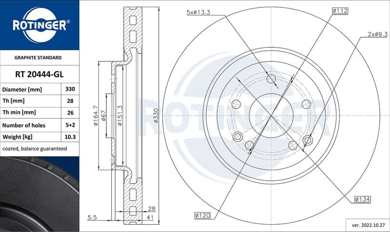 Disc frana ROTINGER GRAPHITE LINE RT 20444-GL