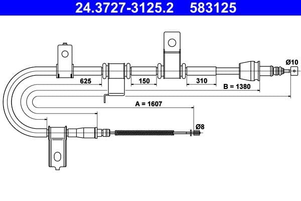 Cablu, frana de parcare ATE 24.3727-3125.2