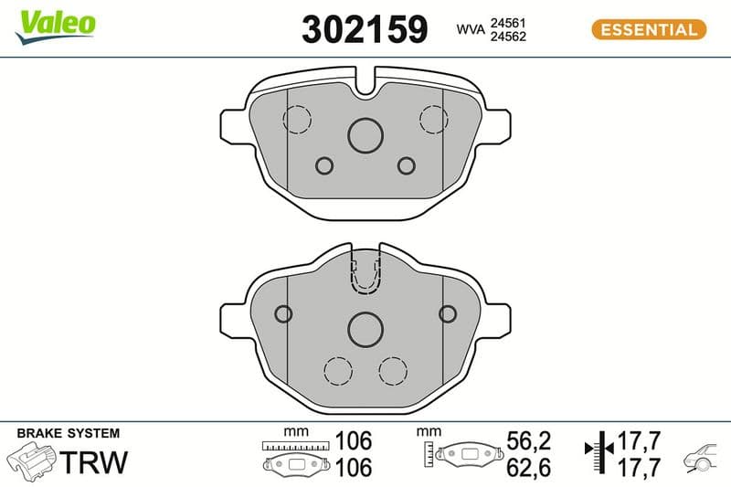 set placute frana,frana disc VALEO ESSENTIAL 302159