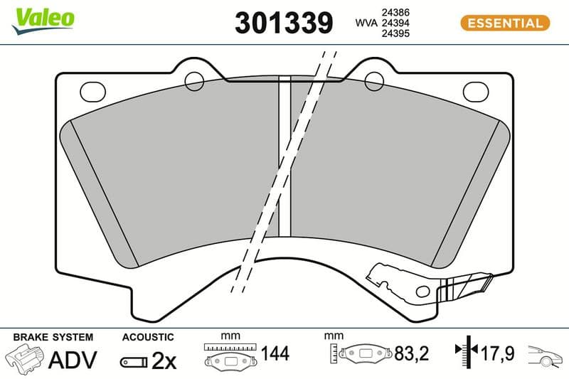 set placute frana,frana disc VALEO ESSENTIAL 301339