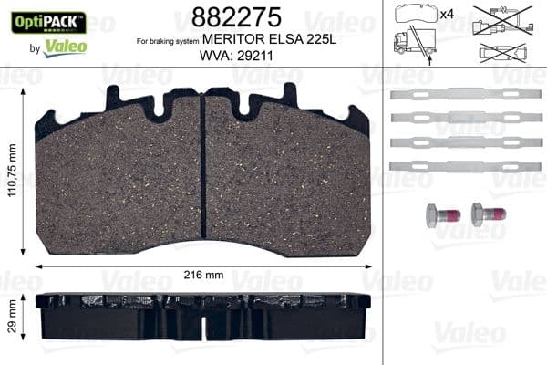 set placute frana,frana disc VALEO 882275