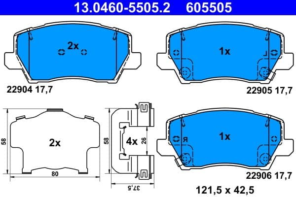 set placute frana,frana disc ATE 13.0460-5505.2