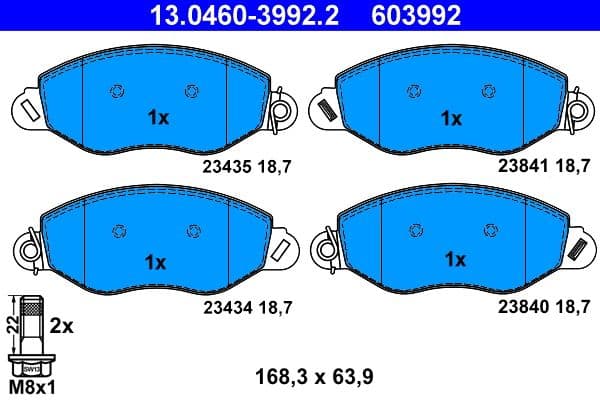 set placute frana,frana disc ATE 13.0460-3992.2