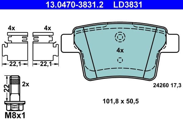 set placute frana,frana disc ATE Ceramic 13.0470-3831.2