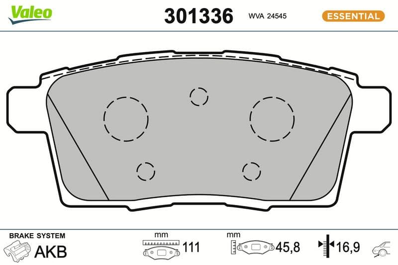set placute frana,frana disc VALEO ESSENTIAL 301336