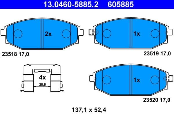 set placute frana,frana disc ATE 13.0460-5885.2