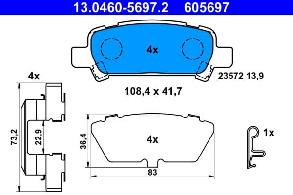 set placute frana,frana disc ATE 13.0460-5697.2