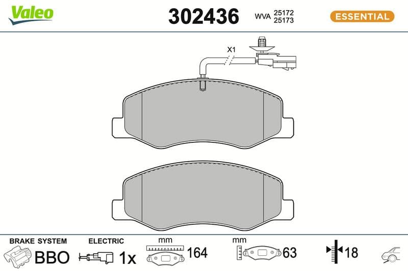 set placute frana,frana disc VALEO ESSENTIAL 302436