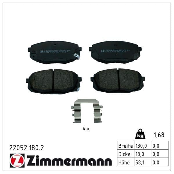 set placute frana,frana disc ZIMMERMANN 22052.180.2