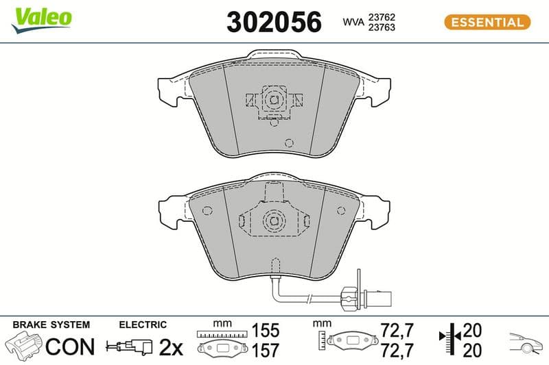 set placute frana,frana disc VALEO ESSENTIAL 302056