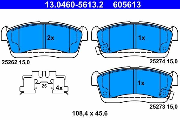 set placute frana,frana disc ATE 13.0460-5613.2