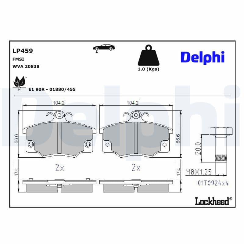set placute frana,frana disc DELPHI LP459