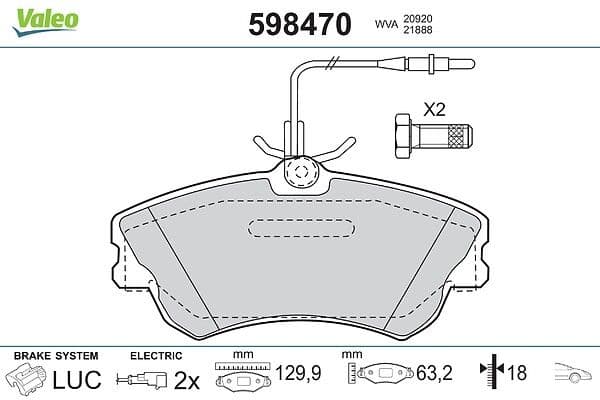 set placute frana,frana disc VALEO 598470