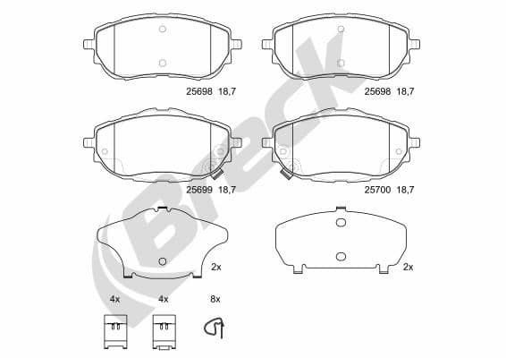 set placute frana,frana disc BRECK 25698 00 701 00