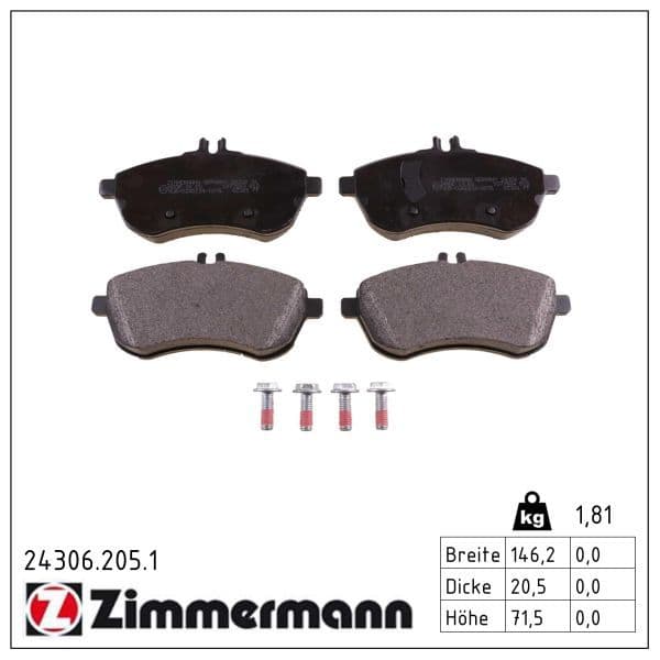 set placute frana,frana disc ZIMMERMANN 24306.205.1