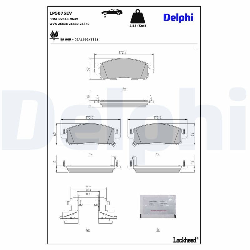 set placute frana,frana disc DELPHI LP5075EV