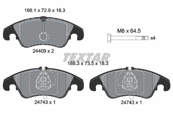 set placute frana,frana disc TEXTAR 2440901