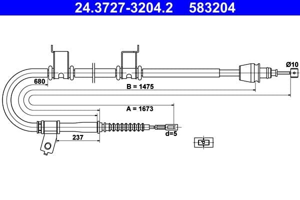Cablu, frana de parcare ATE 24.3727-3204.2