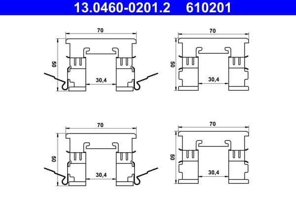 Set accesorii, placute frana ATE 13.0460-0201.2