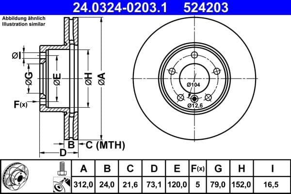 Disc frana ATE PowerDisc 24.0324-0203.1