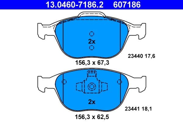 set placute frana,frana disc ATE 13.0460-7186.2