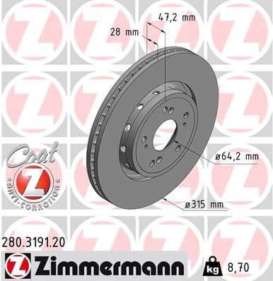 Disc frana ZIMMERMANN COAT Z 280.3191.20