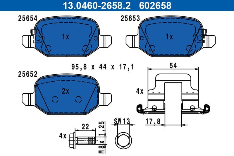 set placute frana,frana disc ATE 13.0460-2658.2