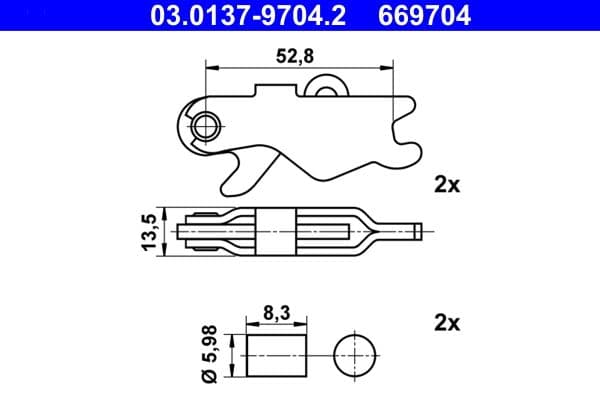 set accesorii, saboti frana parcare ATE extinderea blocării 03.0137-9704.2