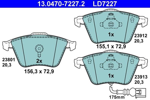 set placute frana,frana disc ATE Ceramic 13.0470-7227.2