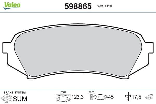 set placute frana,frana disc VALEO 598865