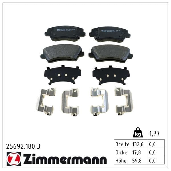 set placute frana,frana disc ZIMMERMANN 25692.180.3